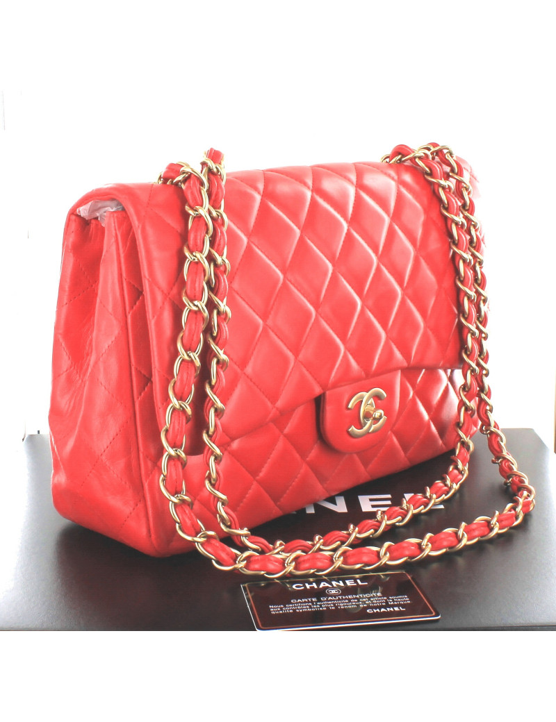 sac jumbo CHANEL veau lisse rouge