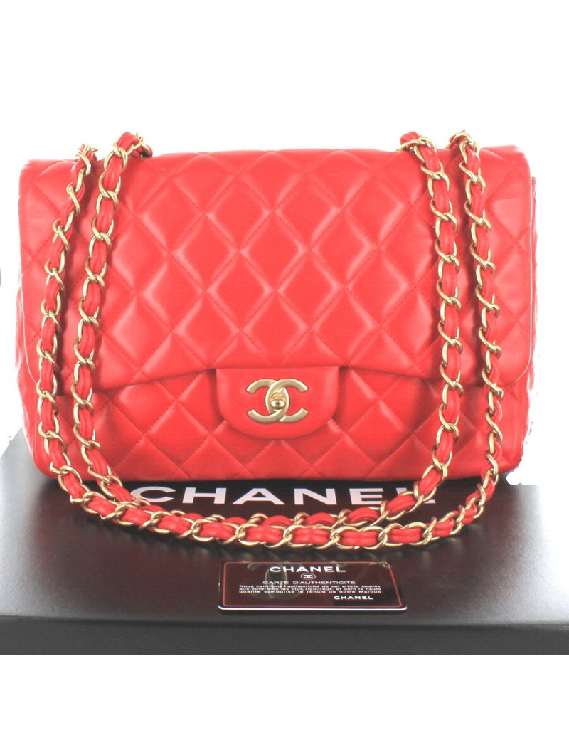 sac jumbo CHANEL veau lisse rouge