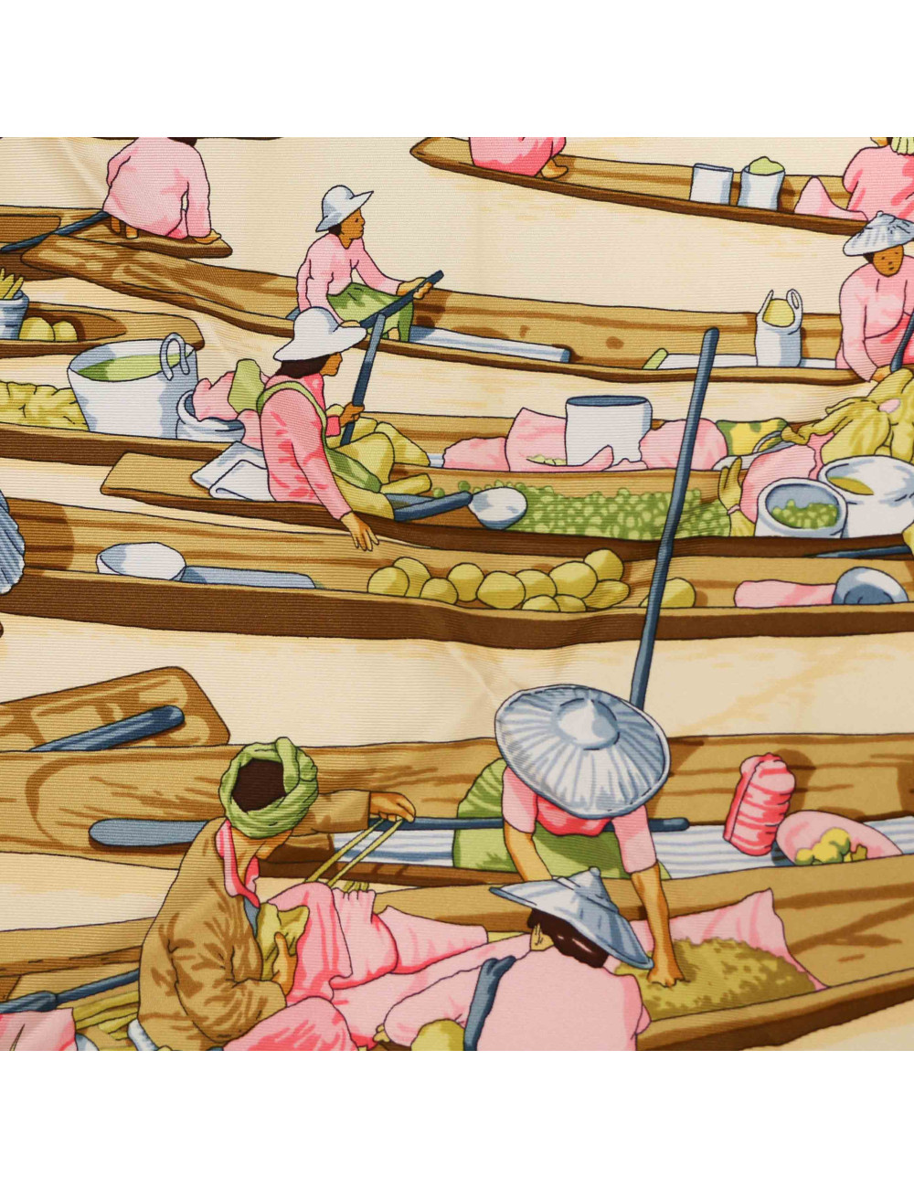 Carré HERMES Marché flottant du lac Inlé