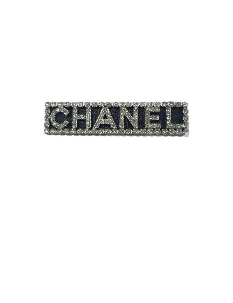 Barrette CHANEL argent strass