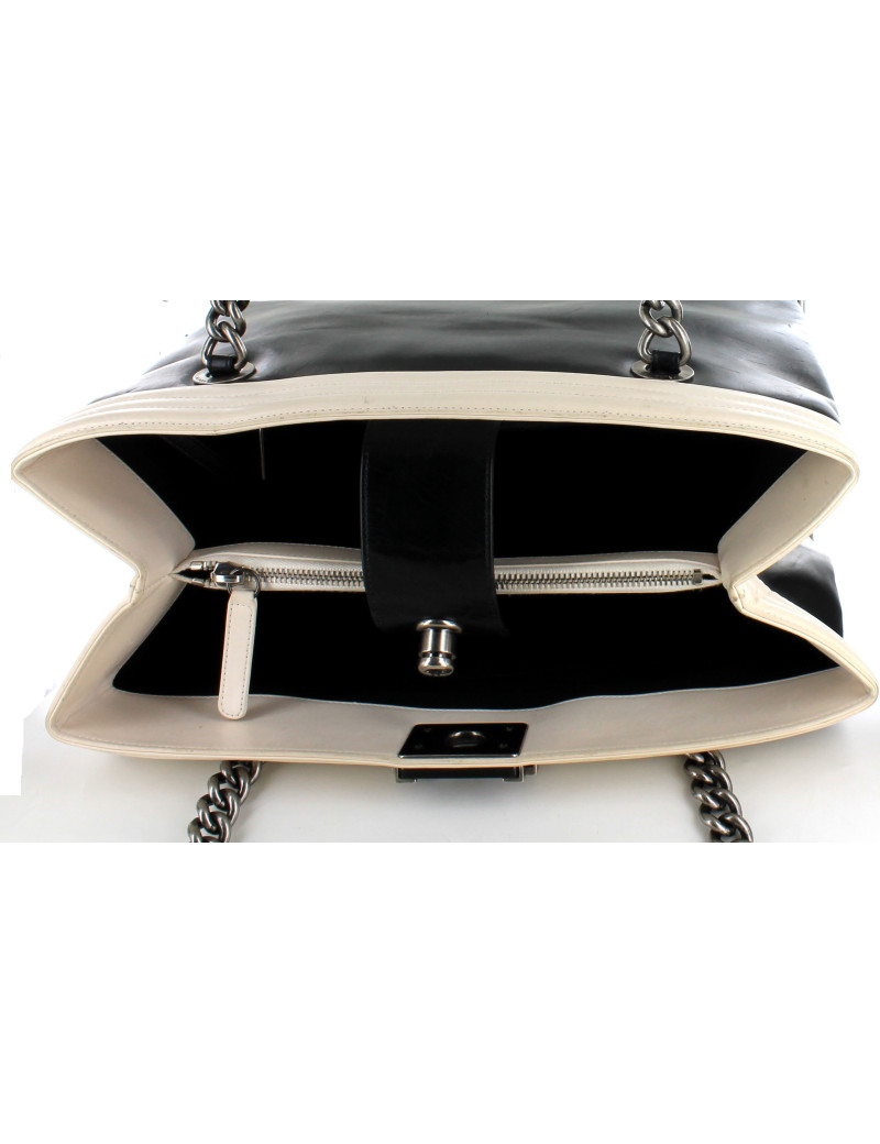 Sac CHANEL fermoir boy bicolore bleu et blanc