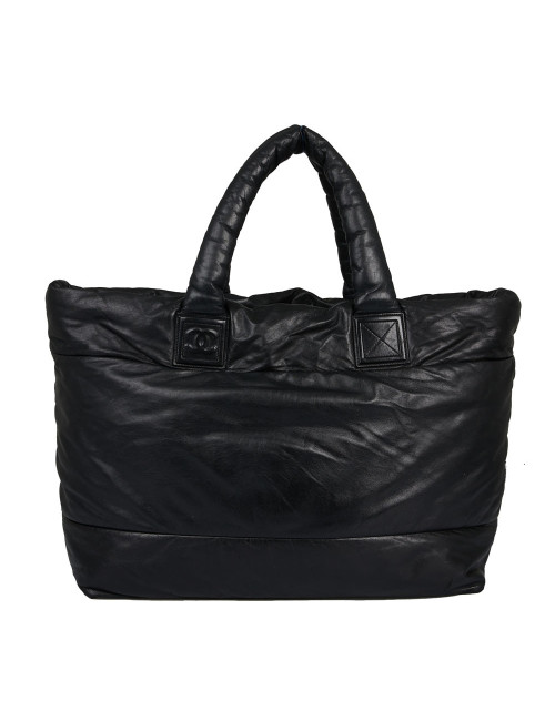 Sac Cocoon CHANEL cuir noir réversible bordeaux 