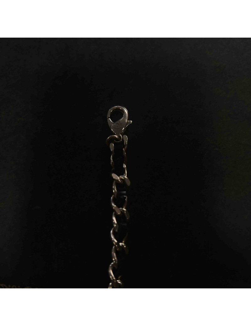 Collier CHANEL chaine entrelacée de cuir noir