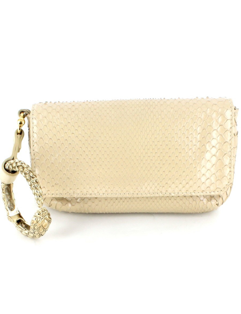 pochette bijou ROBERTO CAVALLI en python beige