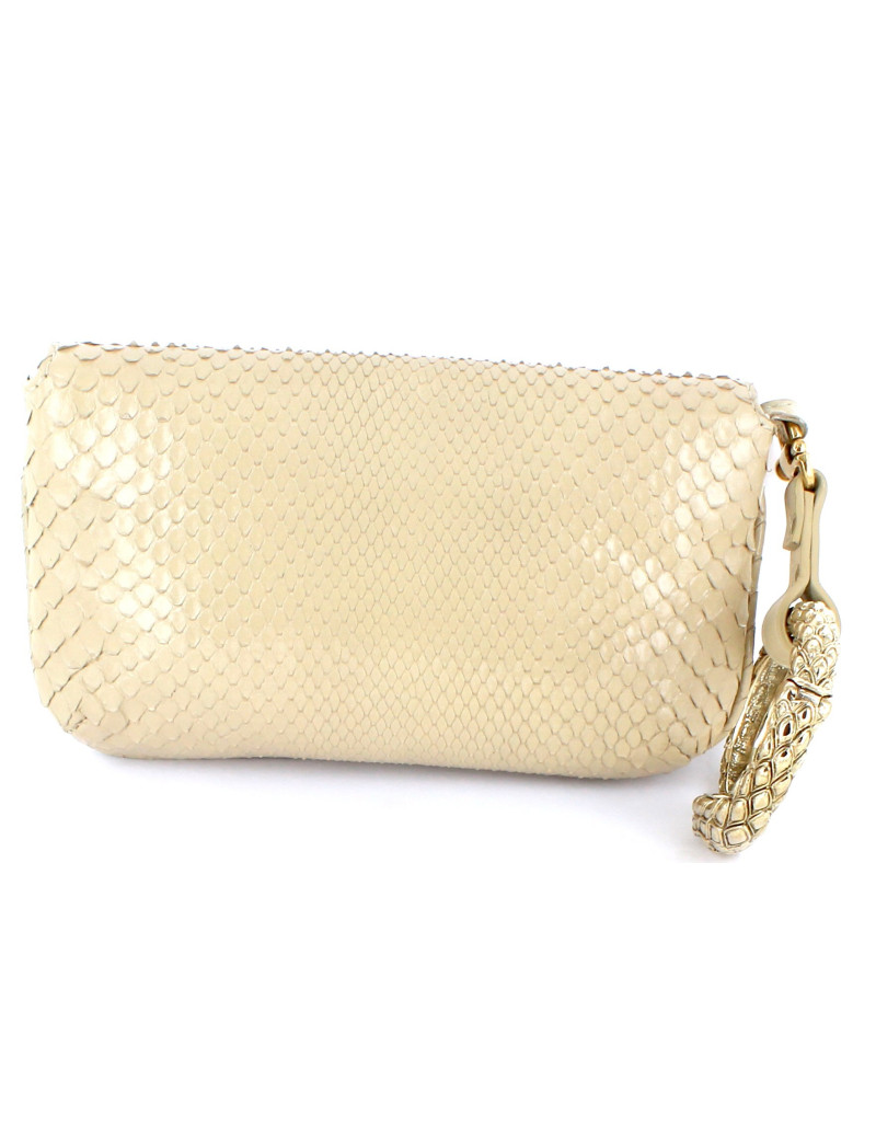 pochette bijou ROBERTO CAVALLI en python beige