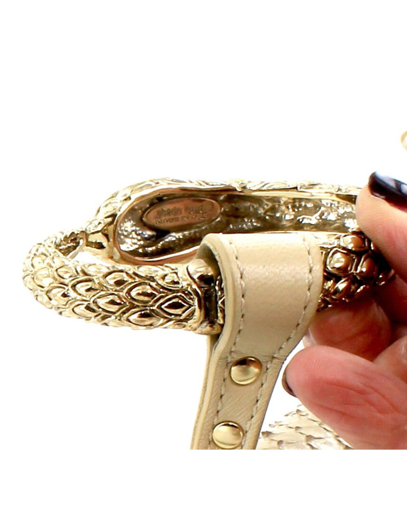 pochette bijou ROBERTO CAVALLI en python beige