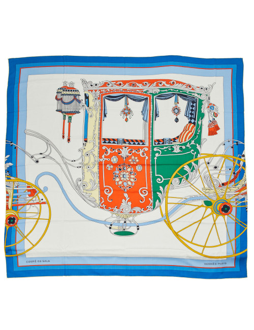 HERMES Coupé de Gala blue cashmere scarf