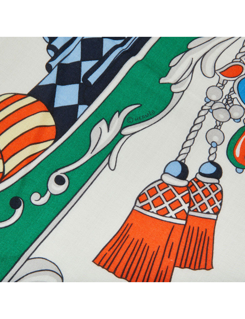 HERMES Coupé de Gala blue cashmere scarf