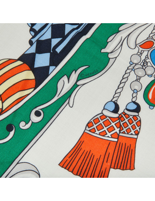 HERMES Coupé de Gala blue cashmere scarf