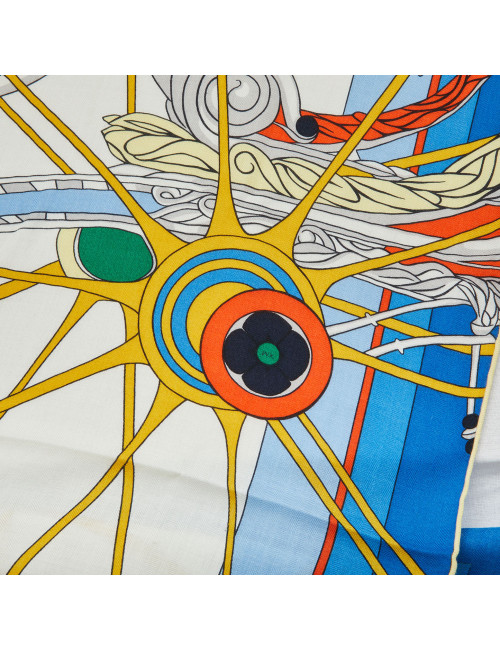 HERMES Coupé de Gala blue cashmere scarf