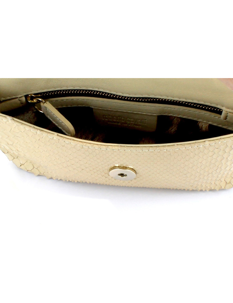 pochette bijou ROBERTO CAVALLI en python beige