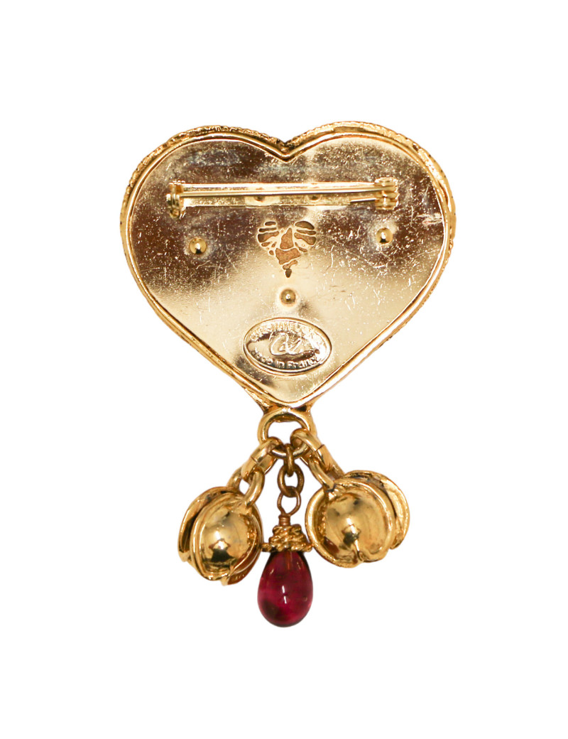 Broche CHRISTIAN LACROIX coeur clochettes