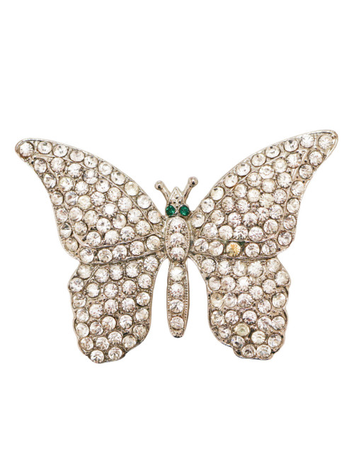 Broche MARC JACOBS papillon argent strass
