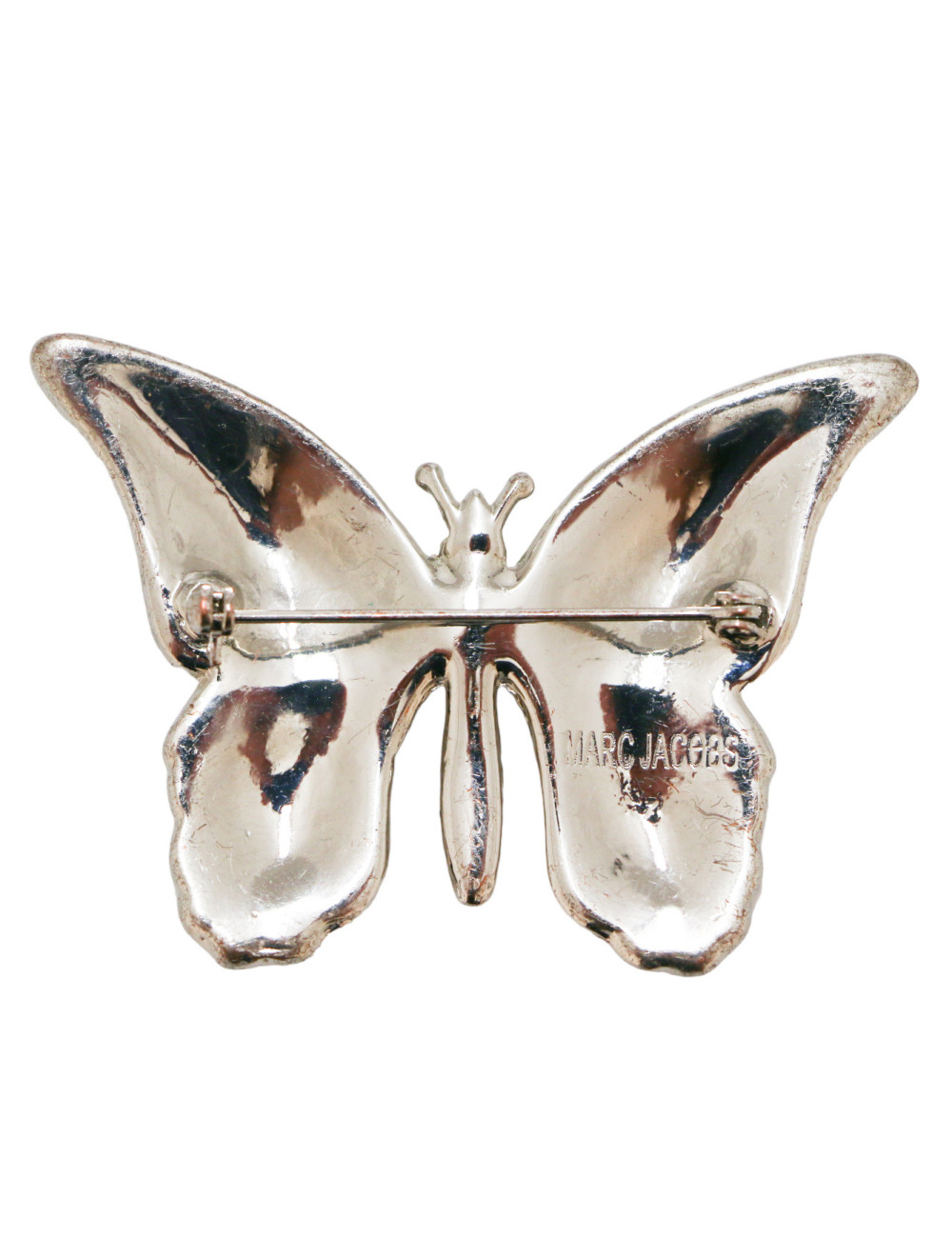 Broche MARC JACOBS papillon argent strass