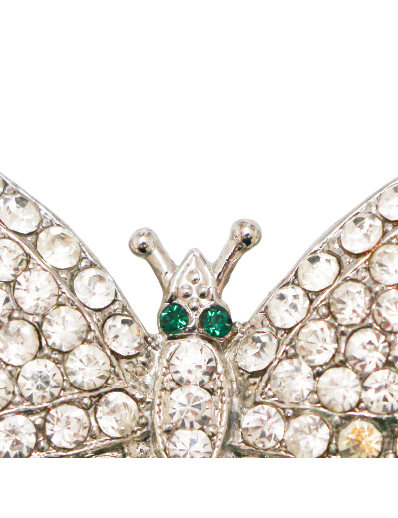 Broche MARC JACOBS papillon argent strass