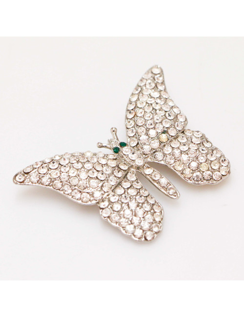 Broche MARC JACOBS papillon argent strass