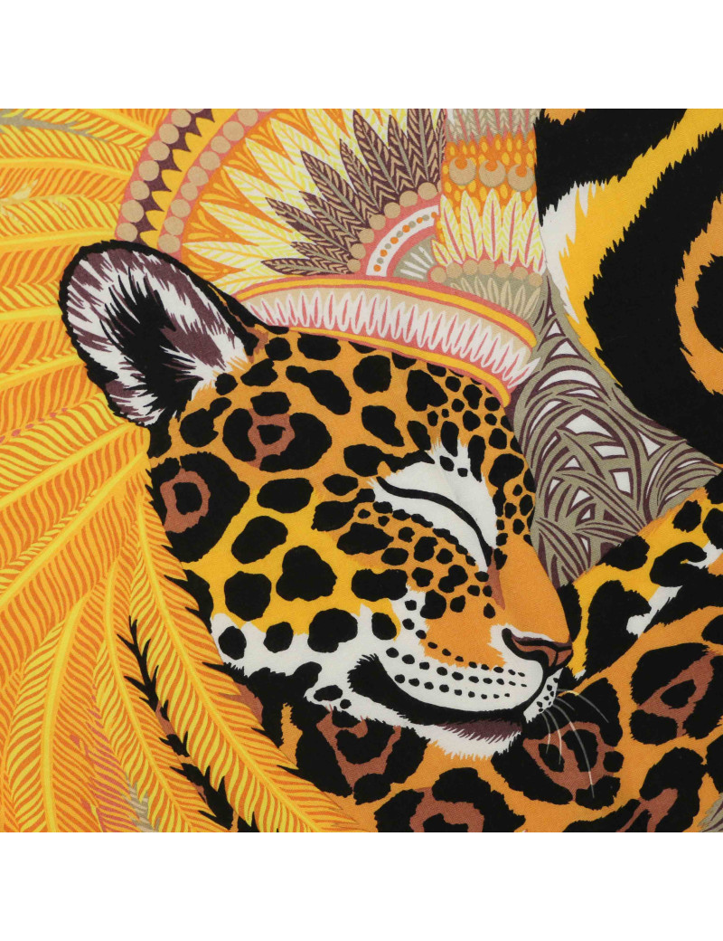 Châle HERMES Jaguar Quetzal cachemire soie 