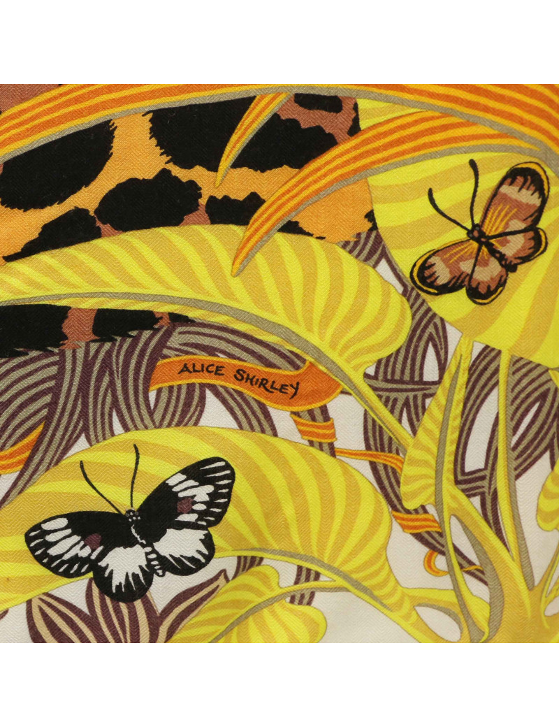 Châle HERMES Jaguar Quetzal cachemire soie 