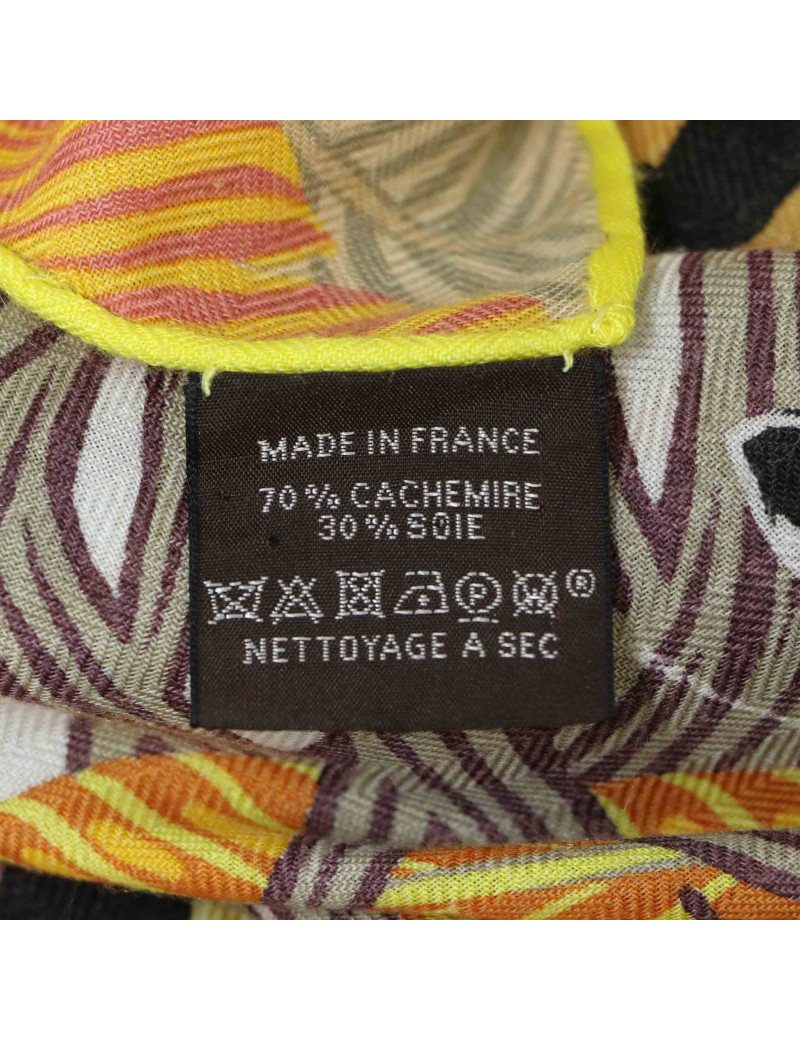 Châle HERMES Jaguar Quetzal cachemire soie 