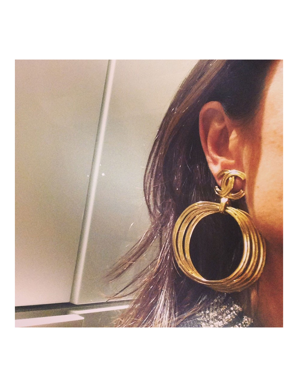 Boucles d'oreille clip Créoles vintage CHANEL 