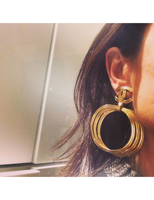 Boucles d'oreille clip Créoles vintage CHANEL 