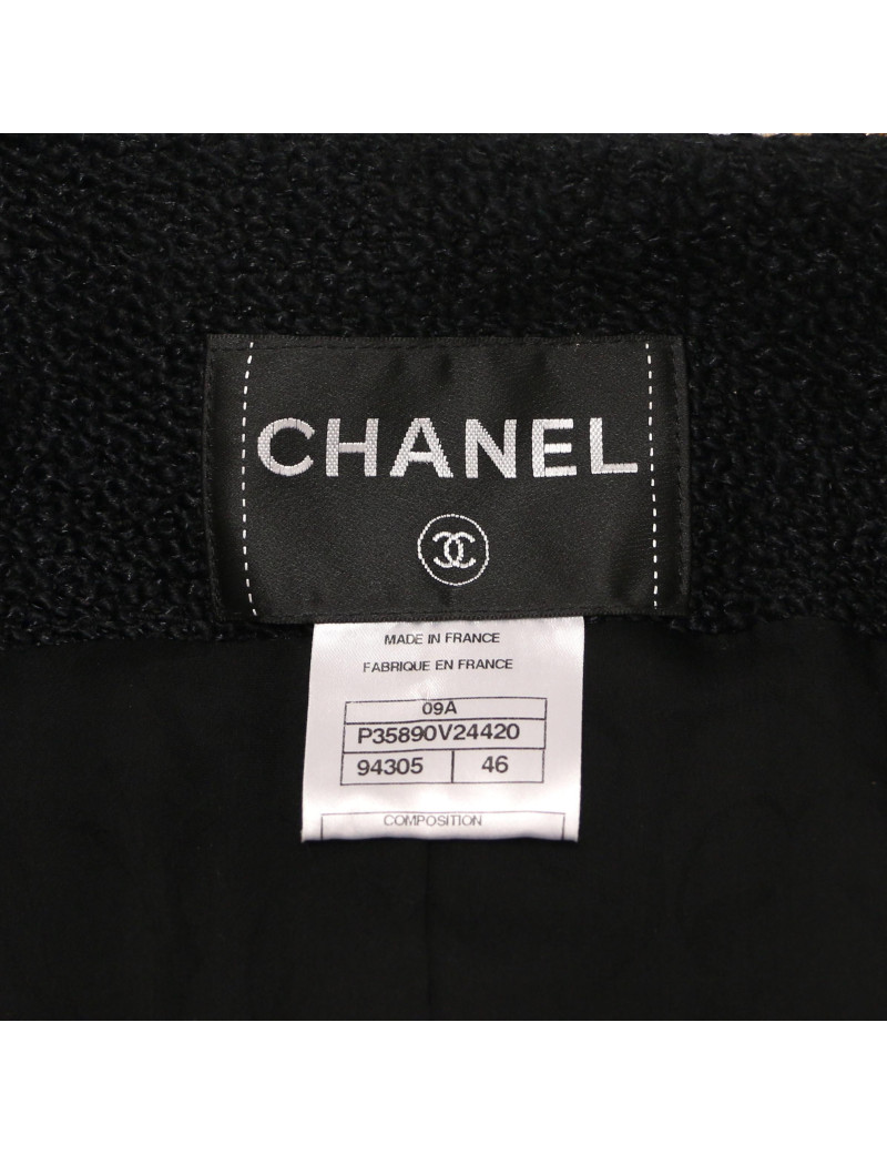 Veste 46 C HANEL tweed noir 