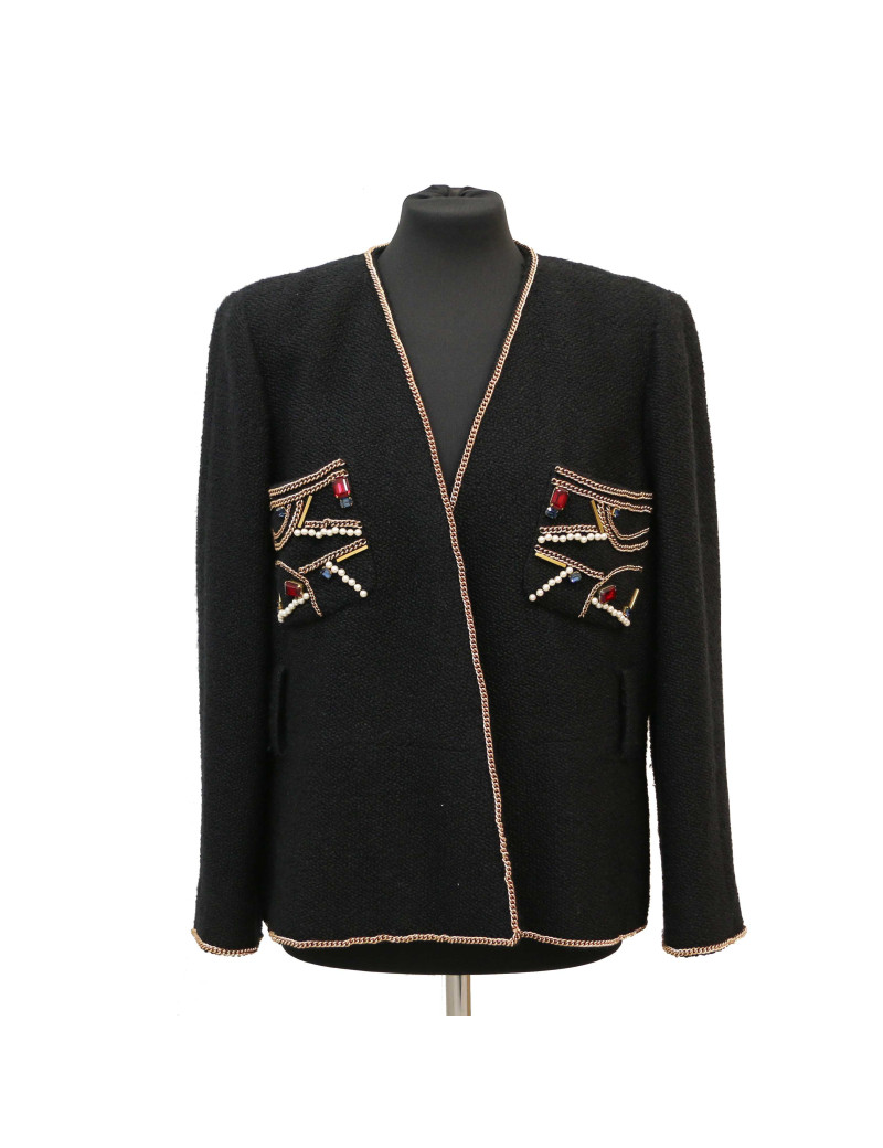 Veste 46 C HANEL tweed noir 