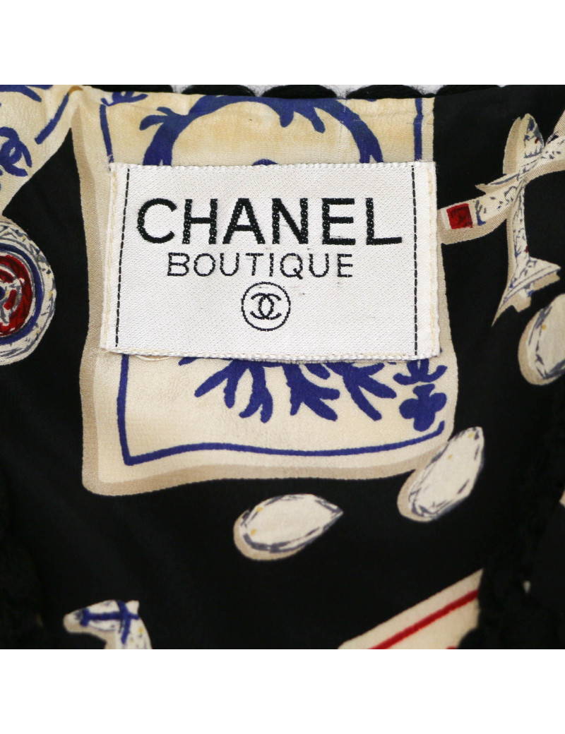 Veste CHANEL tweed blanc et noir vintage