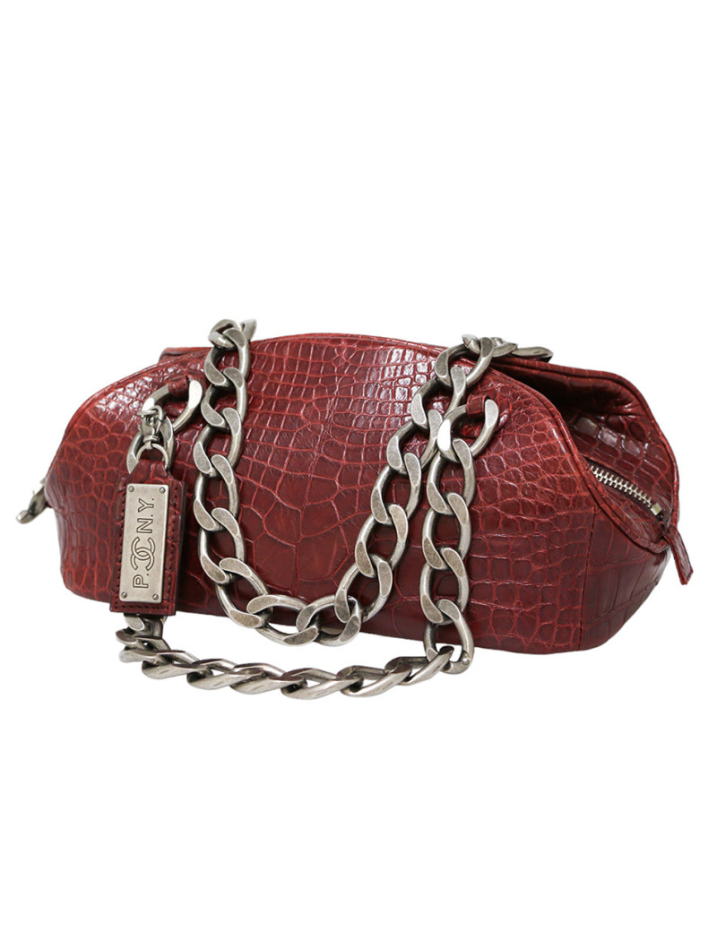 Sac Bowling PARIS-NYC CHANEL crocodile bordeaux