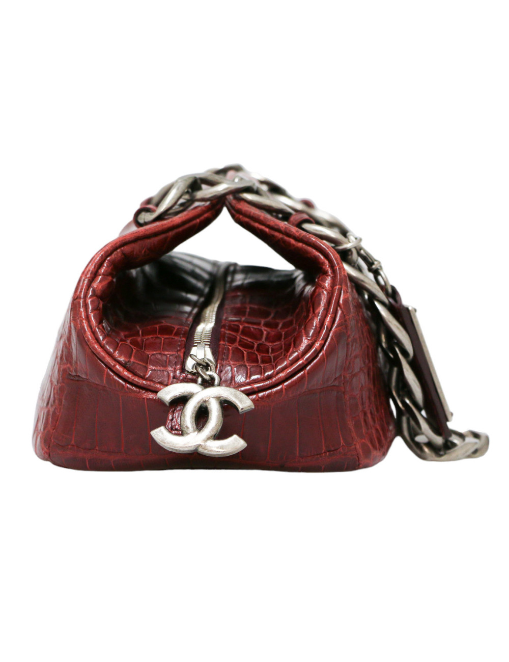 Chanel Paris - New york Burgundy crocodile Bowling Bag