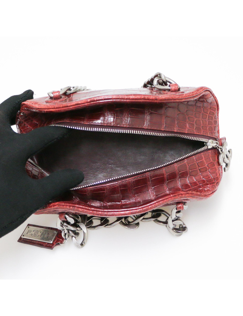 Sac Bowling PARIS-NYC CHANEL crocodile bordeaux