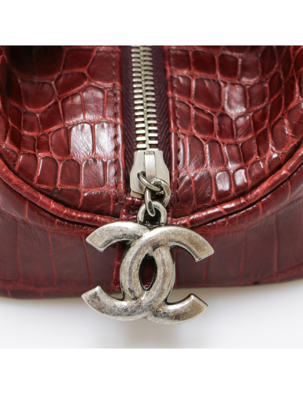 Chanel Paris - New york Burgundy crocodile Bowling Bag