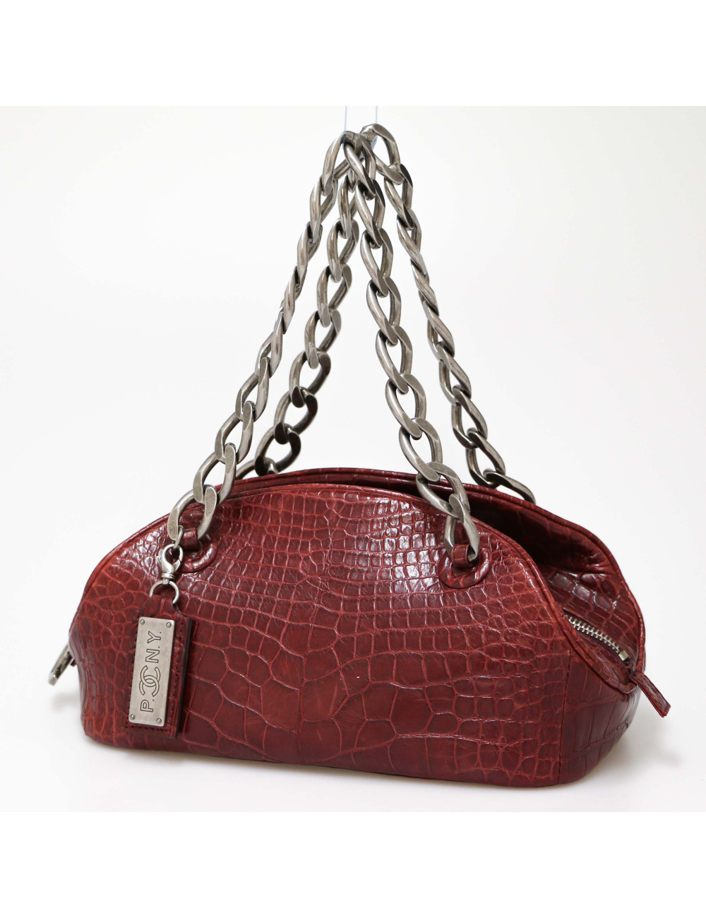 Chanel Paris - New york Burgundy crocodile Bowling Bag