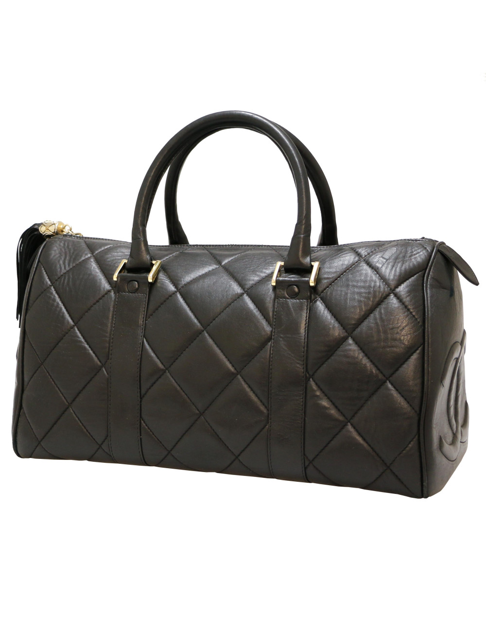 Cabas CHANEL cuir de veau noir Vintage