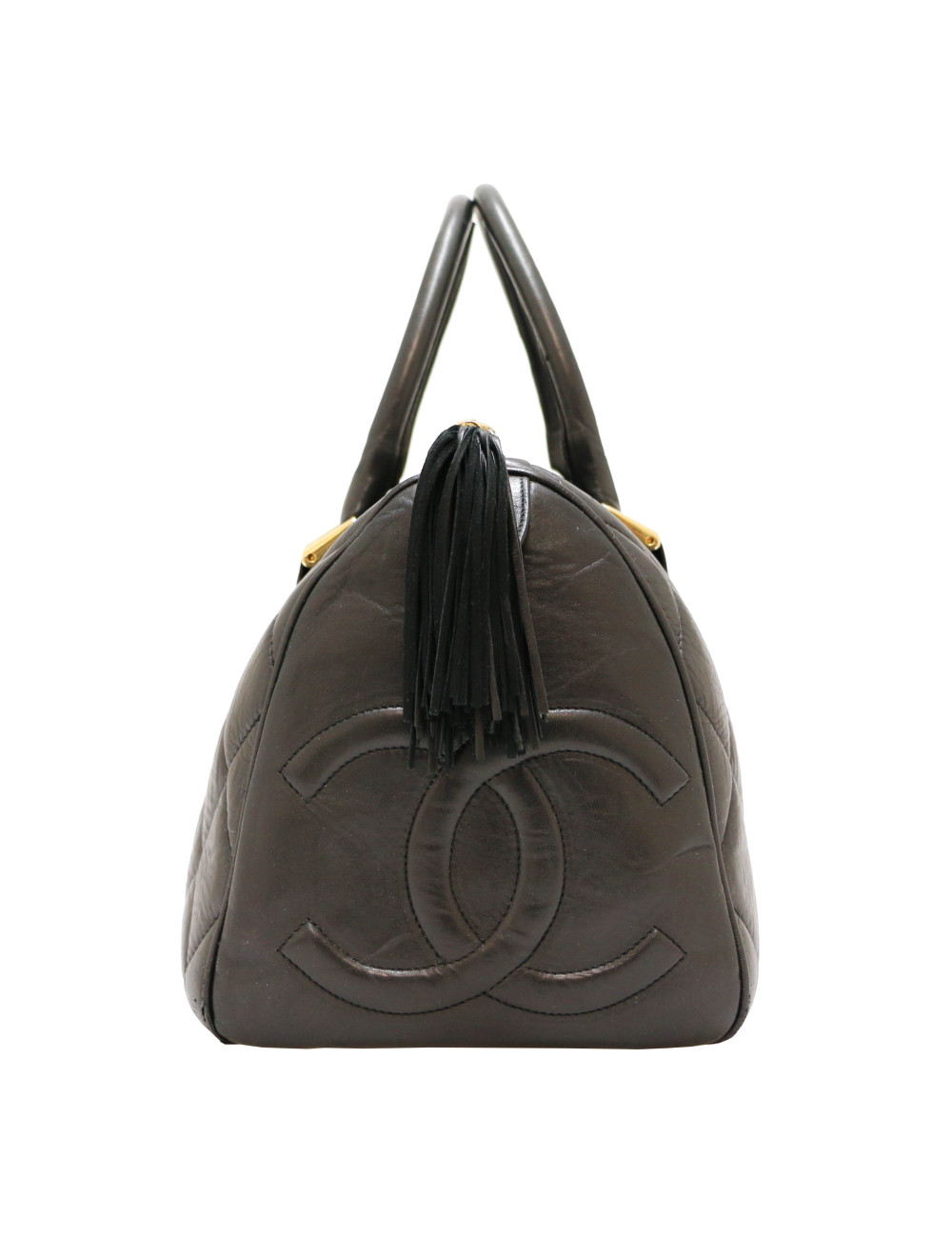 Cabas CHANEL cuir de veau noir Vintage