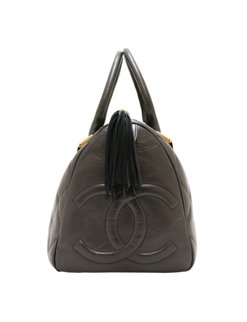 Cabas CHANEL cuir de veau noir Vintage