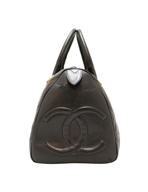 Cabas CHANEL cuir de veau noir Vintage