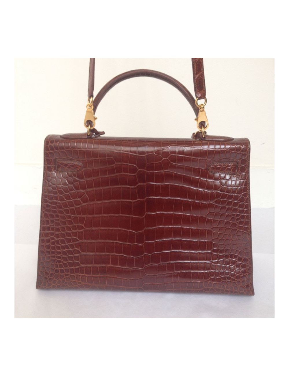 Kelly 32 sellier HERMÈS crocodile porosus caramel