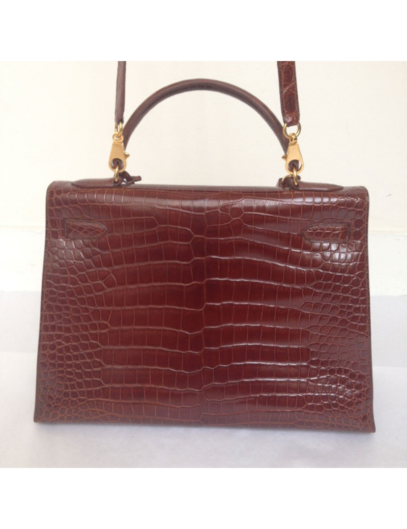 Kelly 32 sellier HERMÈS crocodile porosus caramel