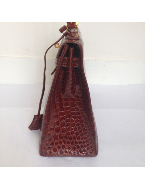 Kelly 32 sellier HERMÈS crocodile porosus caramel