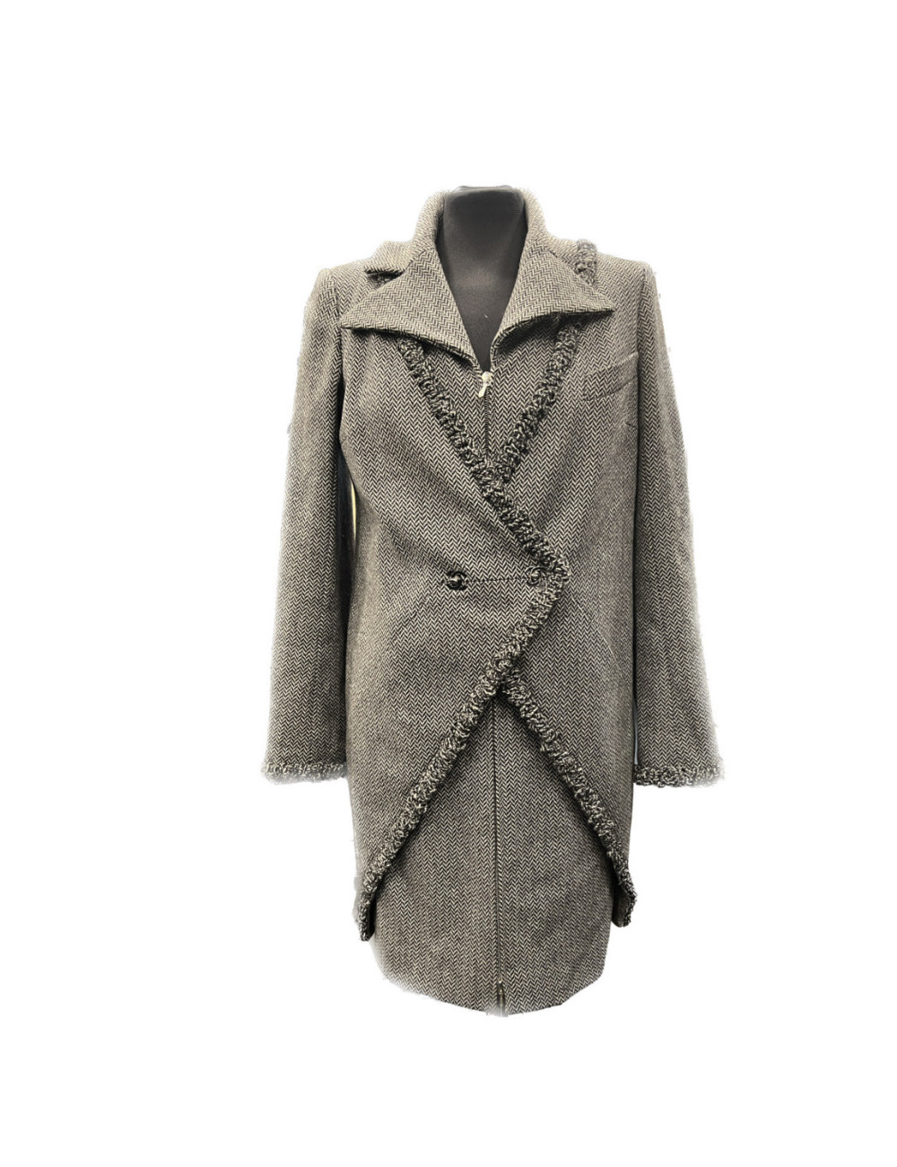 Manteau CHANEL T 38 chevrons gris