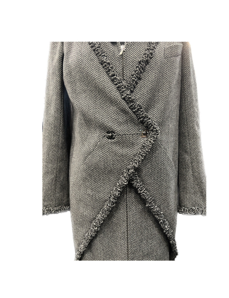 Manteau CHANEL T 38 chevrons gris