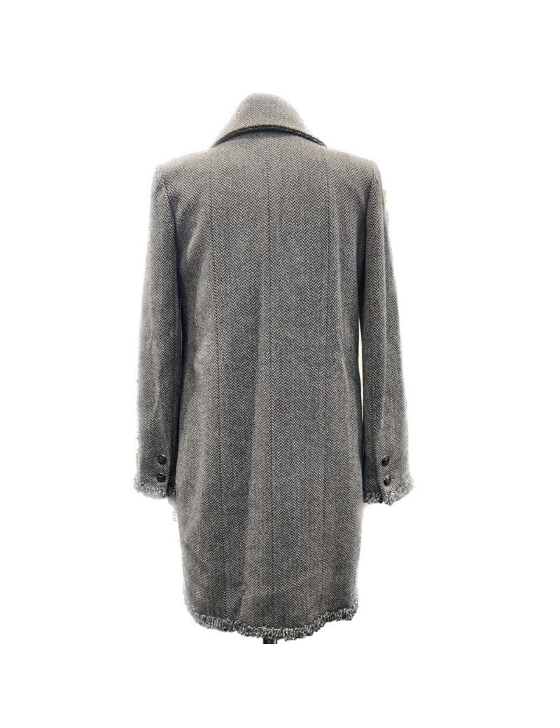 Manteau CHANEL T 38 chevrons gris
