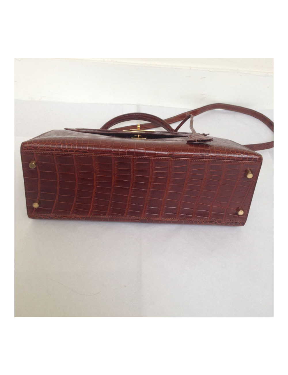 Kelly 32 sellier HERMÈS crocodile porosus caramel