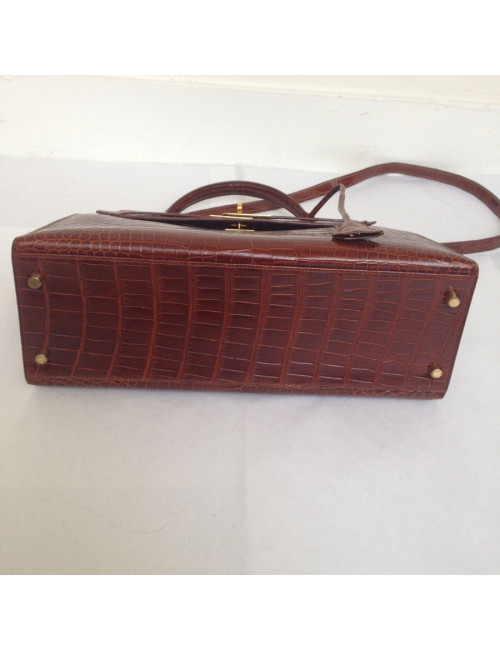 Kelly 32 sellier HERMÈS crocodile porosus caramel