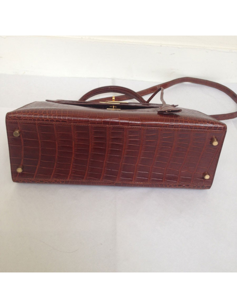 Kelly 32 sellier HERMÈS crocodile porosus caramel