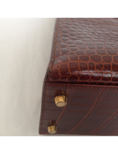 Kelly 32 sellier HERMÈS crocodile porosus caramel