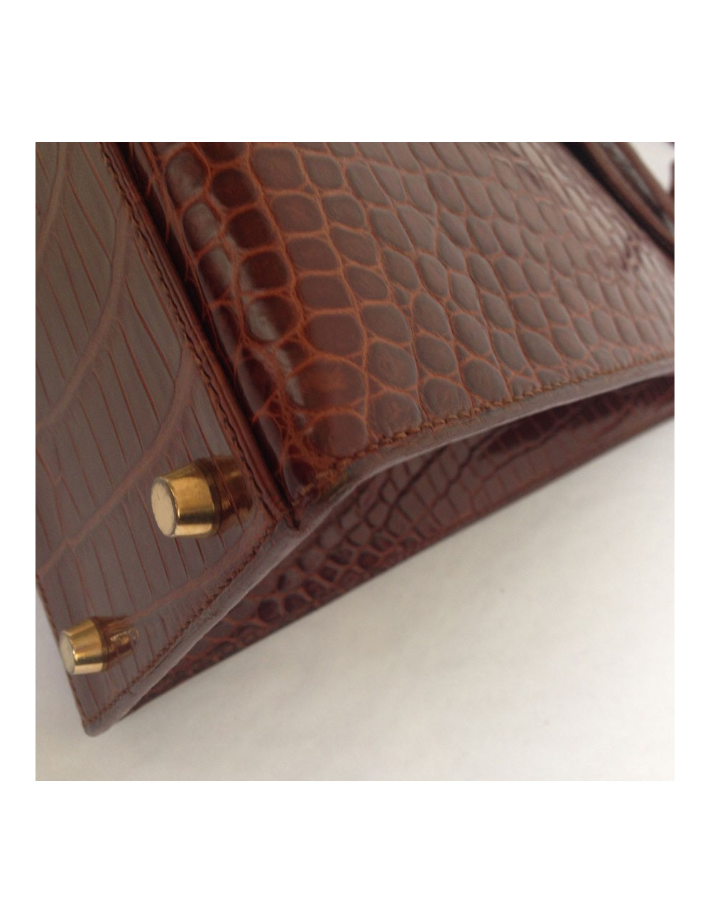 Kelly 32 sellier HERMÈS crocodile porosus caramel