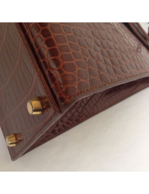 Kelly 32 sellier HERMÈS crocodile porosus caramel