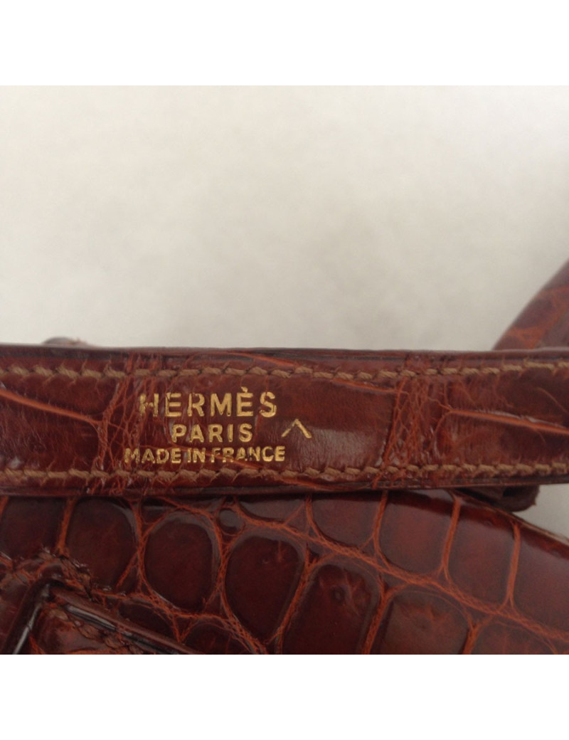 Kelly 32 sellier HERMÈS crocodile porosus caramel